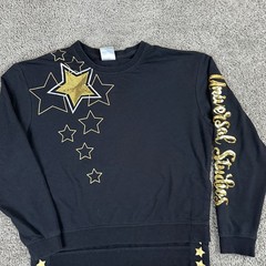 Universal Studios Womens Medium Black Gold Sequences Beaded Stars Sleeve