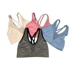 VS Sports Bra M Gray Blue Pink Cream Lot Bundle 4 Strappy Back Workout Comfy