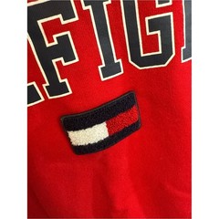 Tommy Hilfiger Red Crewneck with Navy & White Logo Trim