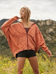 Free People All Your Love Oversized Coral Hooded Sweatshirt (Size XS-L)