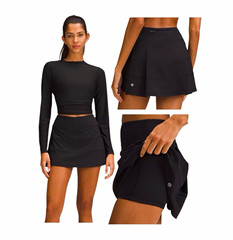 Lululemon Pace Rival Mid-Rise Skirt Black Pleated Athletic Skort Size 4