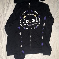 Sanrio Chococat Women’s M Black/Purple Full Zip Hoodie Graphic Print Stars Moon