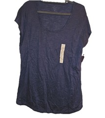 Freely Shirt Womens XL Blue Scoop Neck Short Sleeve Heathered Activewear Yoga