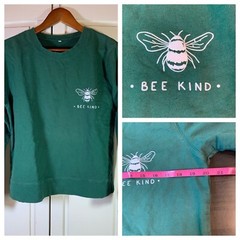 Bee Kind Sweatshirt Women’s Medium Green Pullover Bumblebee Kindness Tag XXL