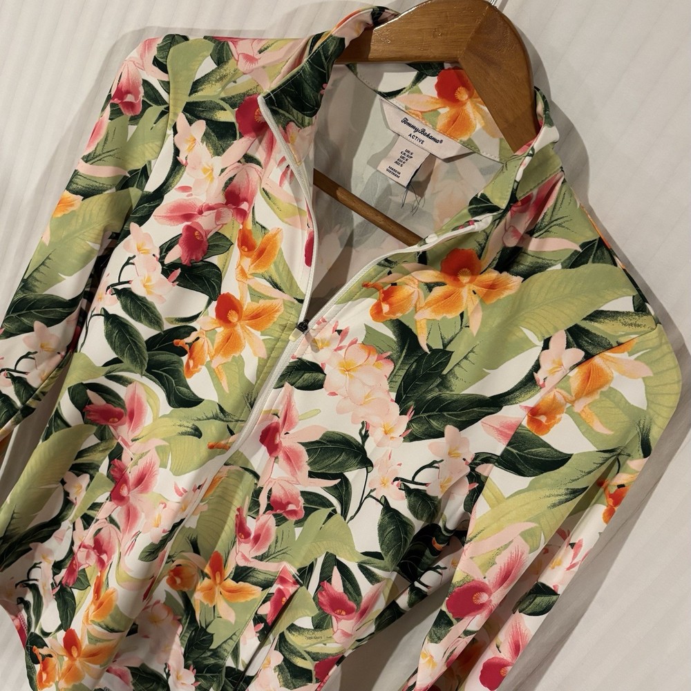 Tommy Bahama Everyday Active Jacket Womens Small Floral Full Zip Thumbhole QQ-16