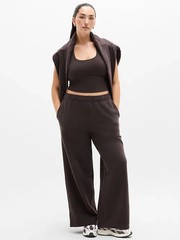 Athleta 2X Forever Fleece Wide Leg Navy Sweatpant High-Rise Plush Pull-On NWT