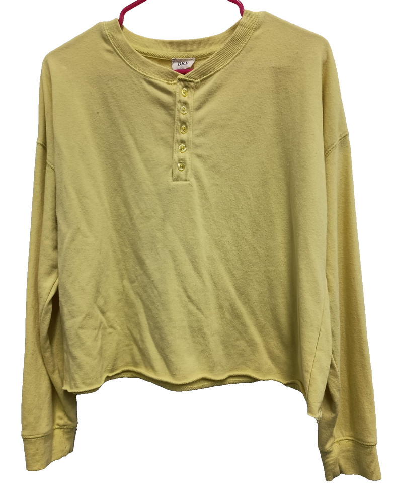 BKE Womens BOHO Sweatshirt Medium Yellow Long Sleeve Oversized Pullover