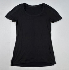 lululemon Women’s Black/Gray Striped Scoop Neck Stretch Tee 15 PTP Size Small
