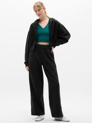 Athleta Forever Fleece Wide Leg Pant | Black Medium #767937 NEW
