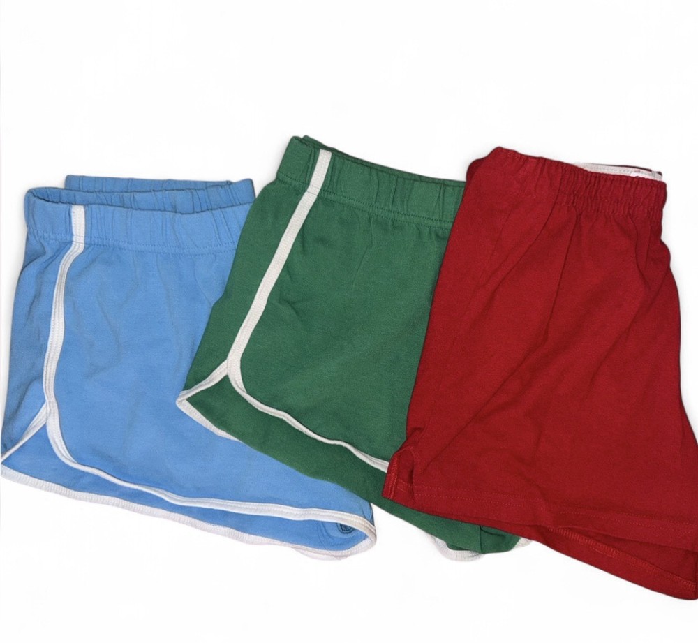 Women’s Athletic Knit Shorts Cotton Blend Blue Green Red Elastic Waist Gym Run