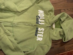 Hollister Green Full Zip Fleece Hoodie w/ Pockets Logo Women’s Regular M