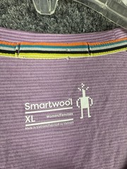 Smartwool T Shirt Womens Merino Purple Base Layer Tee Size XL Striped Outdoors