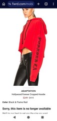 ADAPTATION Hollywood Forever Cropped Hoodie Red Black Gothic Graphic Womens XS