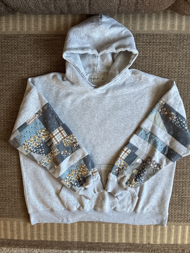 Abercombie & Fitch Patchwork essential popover Hoodie Quilted Sleeve XL