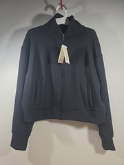 Women’s A New Day Black Sandwash Cropped Full-Zip Sweatshirt Jacket Size Medium