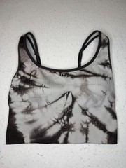 Victoria’s Secret PINK Active Cropped Workout Top Medium Gray Tie Dye Seamless