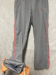 Nike Pants Women L Gray Sweat Track Joggers Lined Ankle Snap Zip Pockets Warm Up