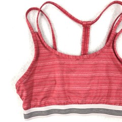 Sports Bra Women Medium Red White Striped Multi Straps Active Yoga Gym