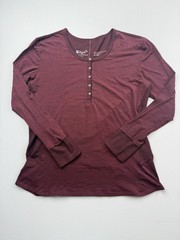 Kuhl Shirt Womens Large Red Long Sleeve Thermal Henley Tagless Hiking Top