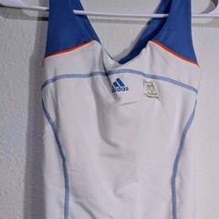 Adidas Women White Blue Orange ATS Performance Tank Top Built-in Bra XS NEW