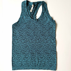 Athleta Momentum Seamless Tank Top XS Teal Animal Print Racerback