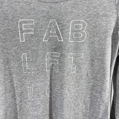 Fabletics Long Sleeve Scoop Neck Tee L Gray Cotton Blend Logo Top Athleisure