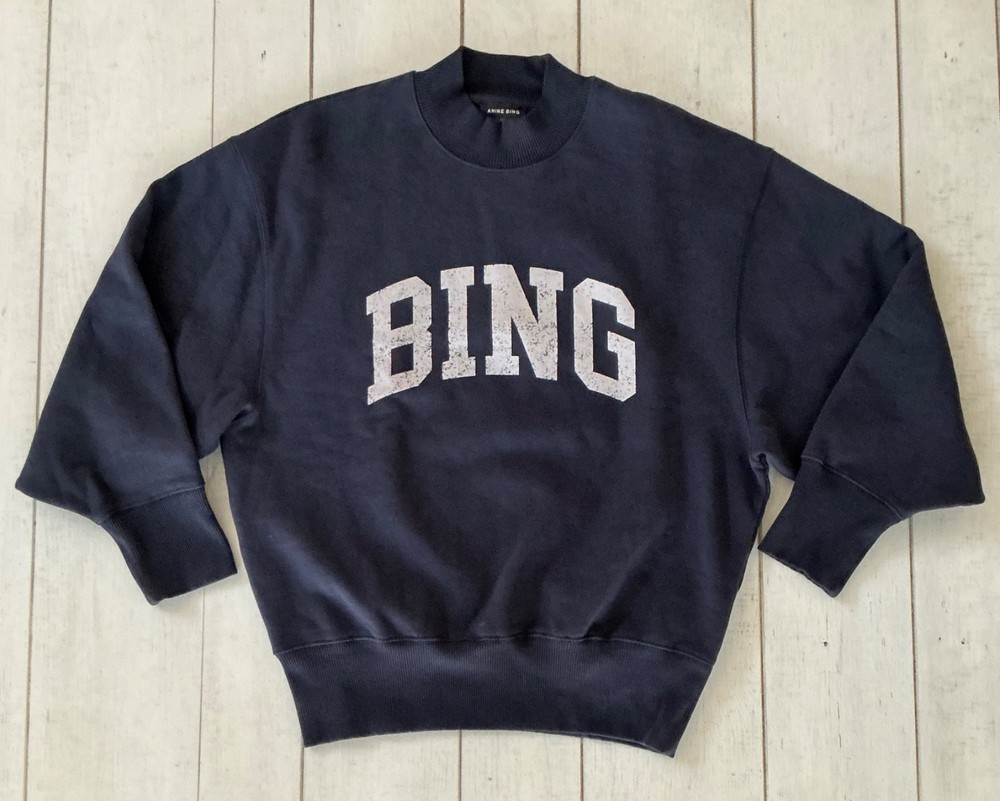 Women’s ANINE BING OVERSIZED BALLOON SLEEVE CURVED SPELLOUT SWEATSHIRT Preppy