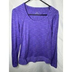 Athleta Purple Striped Long Sleeve Performance Top with Thumbholes Small