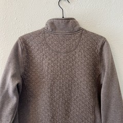 L.L. Bean Womens Quilted Quarter Zip Pullover Top Size Small Grayish Brown