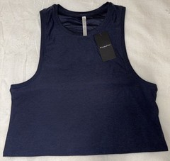 NWT – Women’s Fabletics Whisper Muscle Tank Top Black – Size L Deep Navy Heather