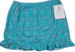 NWT Gottex LifeStyle Golf Skirt Stained Glass Carribean Turq XS S M Printed H1