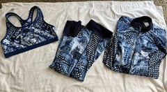 Tommy Bahama Blue Print Athleisure Yoga Workout Set 3 Piece