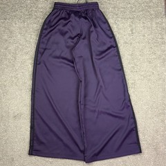 Adidas Track Pants Womens 6 Purple Wide Leg Satin 3 Stripe Originals