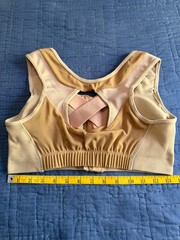 ALIGNMED ZIPPER POSTURE SPORTS BRA Size M Beige Front Zip Compression