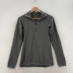 Icebreaker Merino GT Pullover Womens Medium Gray 1/4 Zip Hooded Wool Baselayer