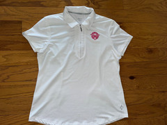 JoFit + HOLLYWOOD GOLF CLUB 1898 Logo Golf Polo Shirt Women White Texture L