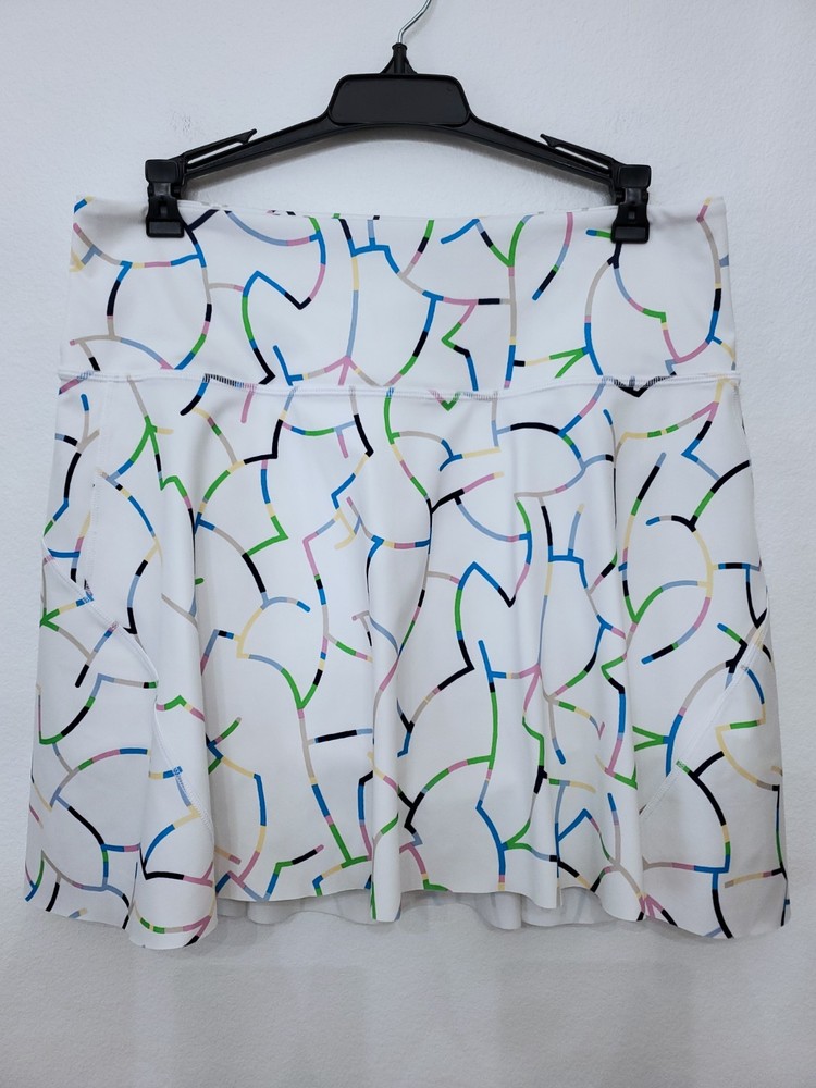 Athleta Ace Printed High Rise 15 1/2″ Tennis Skort White Multicolor Medium