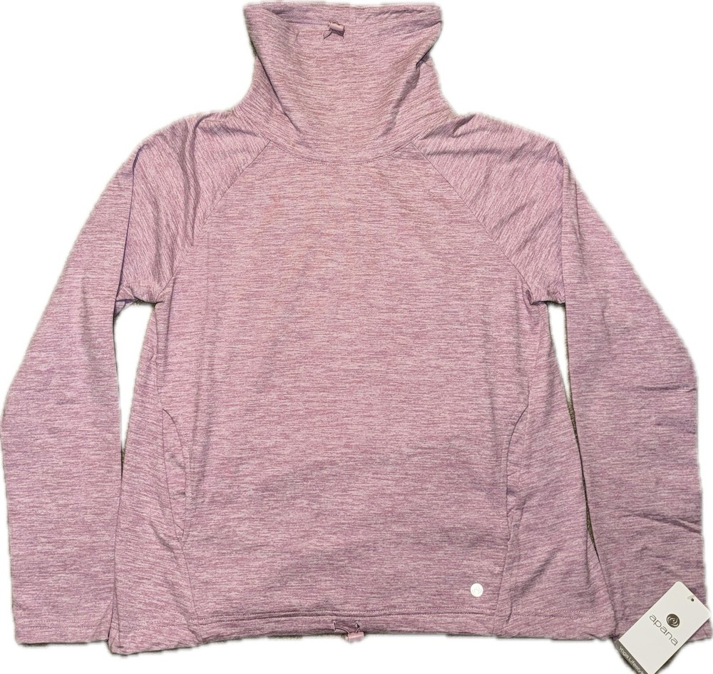 Apana Women’s Activewear/Yoga Mauve Mist Heather Turtleneck LS Shirt Sz L NWT