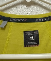 Icebreaker GT Women’s Yellow Merino Wool Short Sleeve Base Layer Tshirt Sz XS