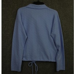 T by Talbots Cropped Sweatshirt Snap Closure Drawstring Periwinkle Blue NEW