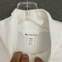 Athleta Forever Fleece Sweatshirt Womens XL White 1/4 Zip Pullover Activewear