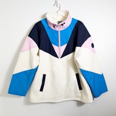 Sweaty Betty Retrograde Colour Block 1/2 Zip Pullover Women’s XL White Pink Blue