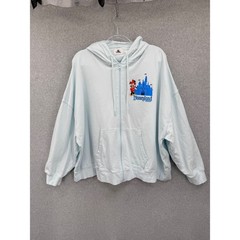 Disney Disneyland Resort Hoodie Women 2X Light Blue Mickey Friends Full Zip