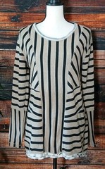 Calvin Klein Performance Top M Cotton Pullover Sweatshirt Contrast Stripe Tan