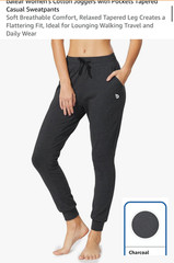 baleaf Women’s Cotton Joggers with Pockets Tapered Sweatpants LARGE