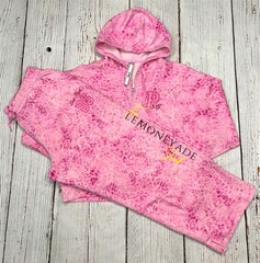 VS PINK Leopard Cheetah Print Half-Zip Hoodie Wide Leg Split Pants XL/L