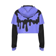Mesh Sleeve Crop Hoodie, Pastel Goth Aesthetic, Black Purple Drip, Creepy Cute