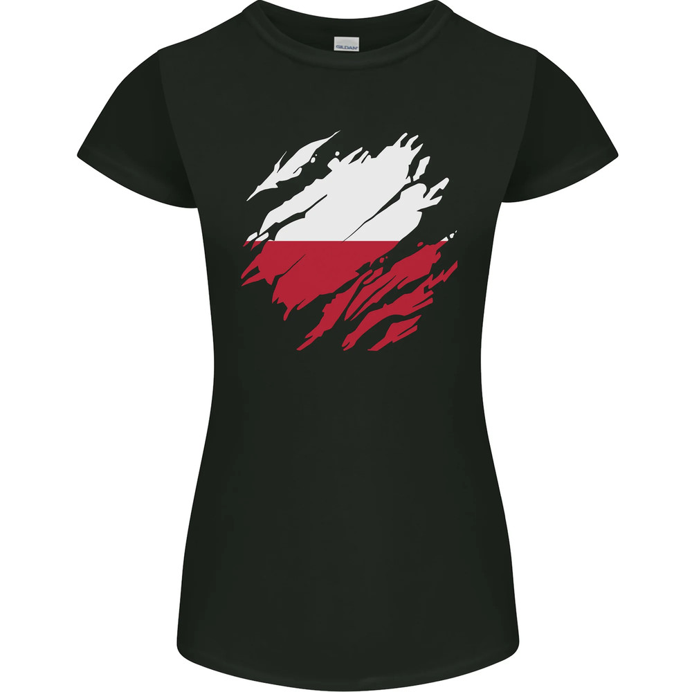 Torn Poland Flag Polish Day Football Womens Petite Cut T-Shirt