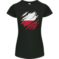 Torn Poland Flag Polish Day Football Womens Petite Cut T-Shirt