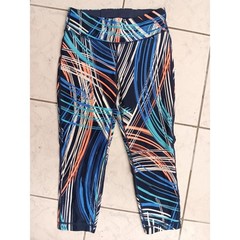 Tommy Hilfiger Sport Capri Leggings S Blue Orange White Abstract Activewear